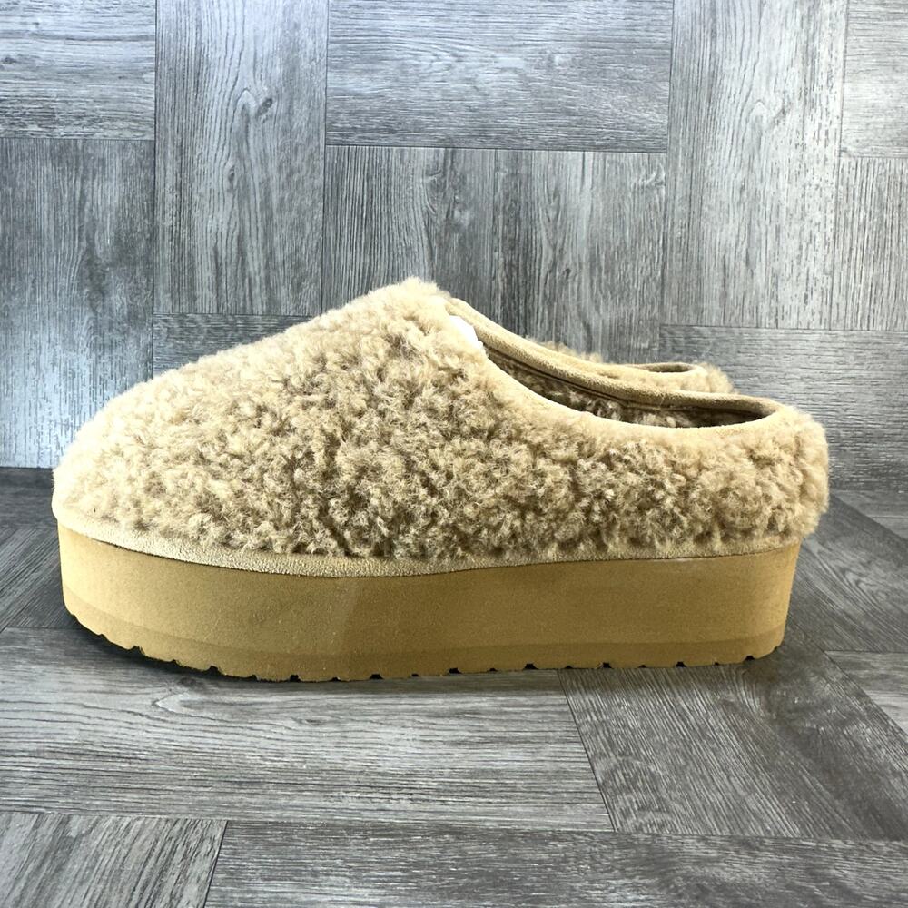 Madden Girl Womens Platform Slippers Size 9 Tan Faux Fur Mules Eazy NEW EAZY01J1 - Picture 2 of 8